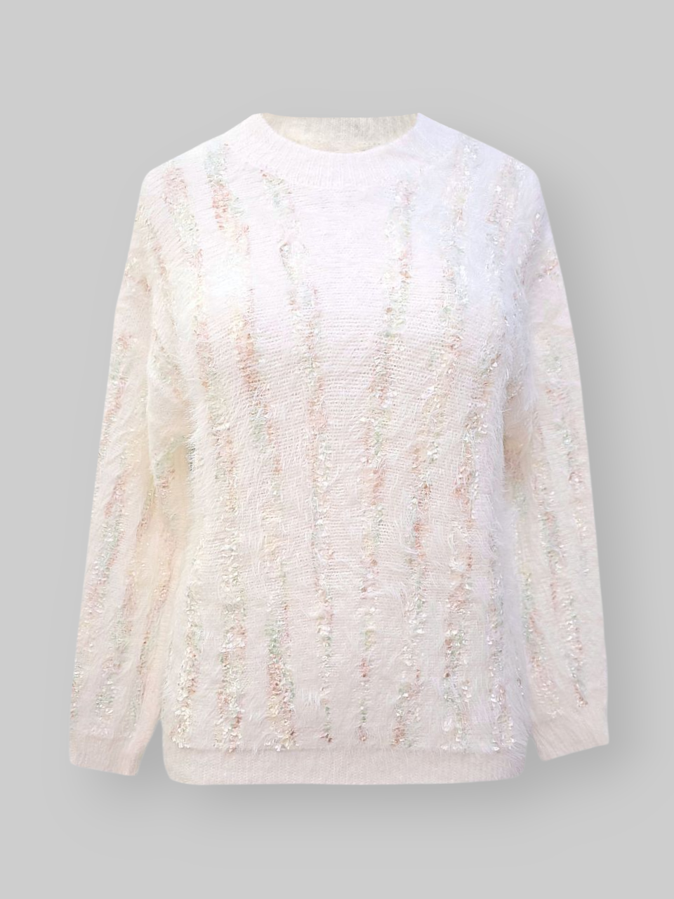 بلوز زنانه یقه گرد موهر طرح1 سفید DA296