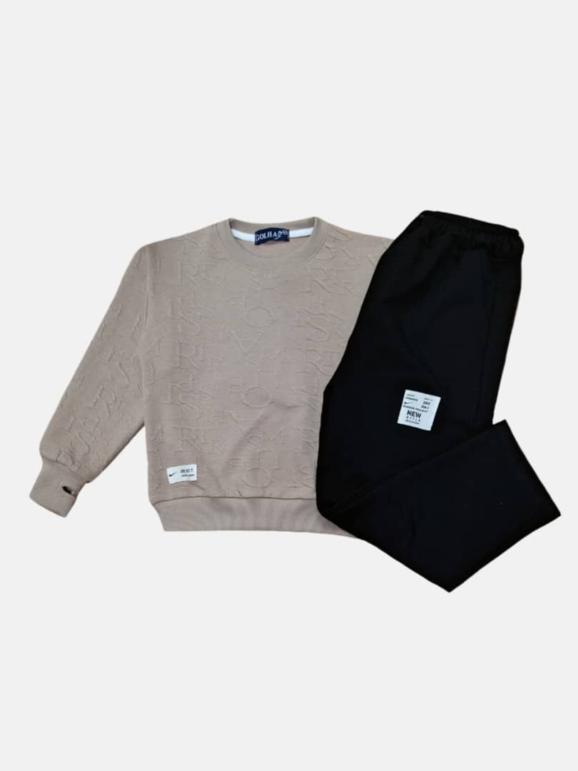 ست پسرانه بلوز شلوار ژاکارد کرم CT سایز55