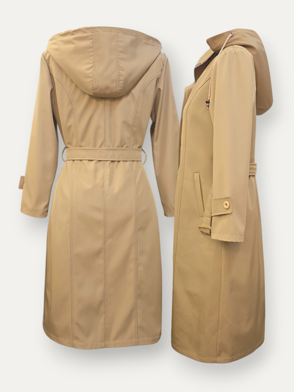 بارانی زنانه بلند زیپی پرادو پشت بلدینگ خاکی AQ310 سایز50