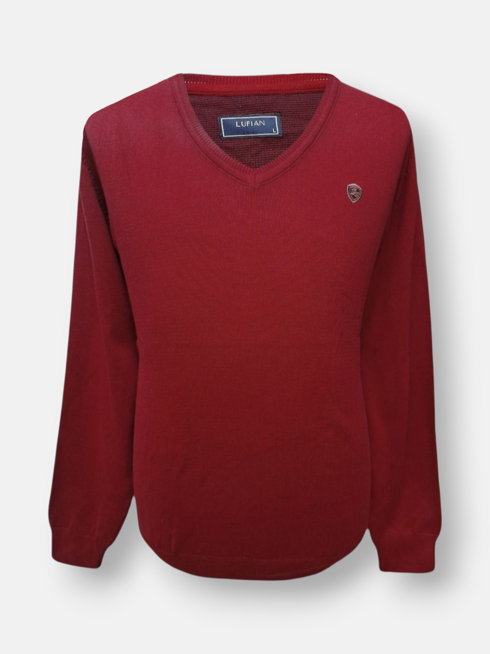 بلوز مردانه یقه هفت بافت زرشکی AJ901 سایزL