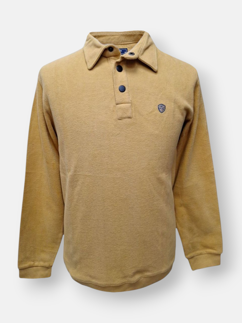 بلوز مردانه یقه دار سه دکمه سلانیک خردلی AJ4420 سایزM