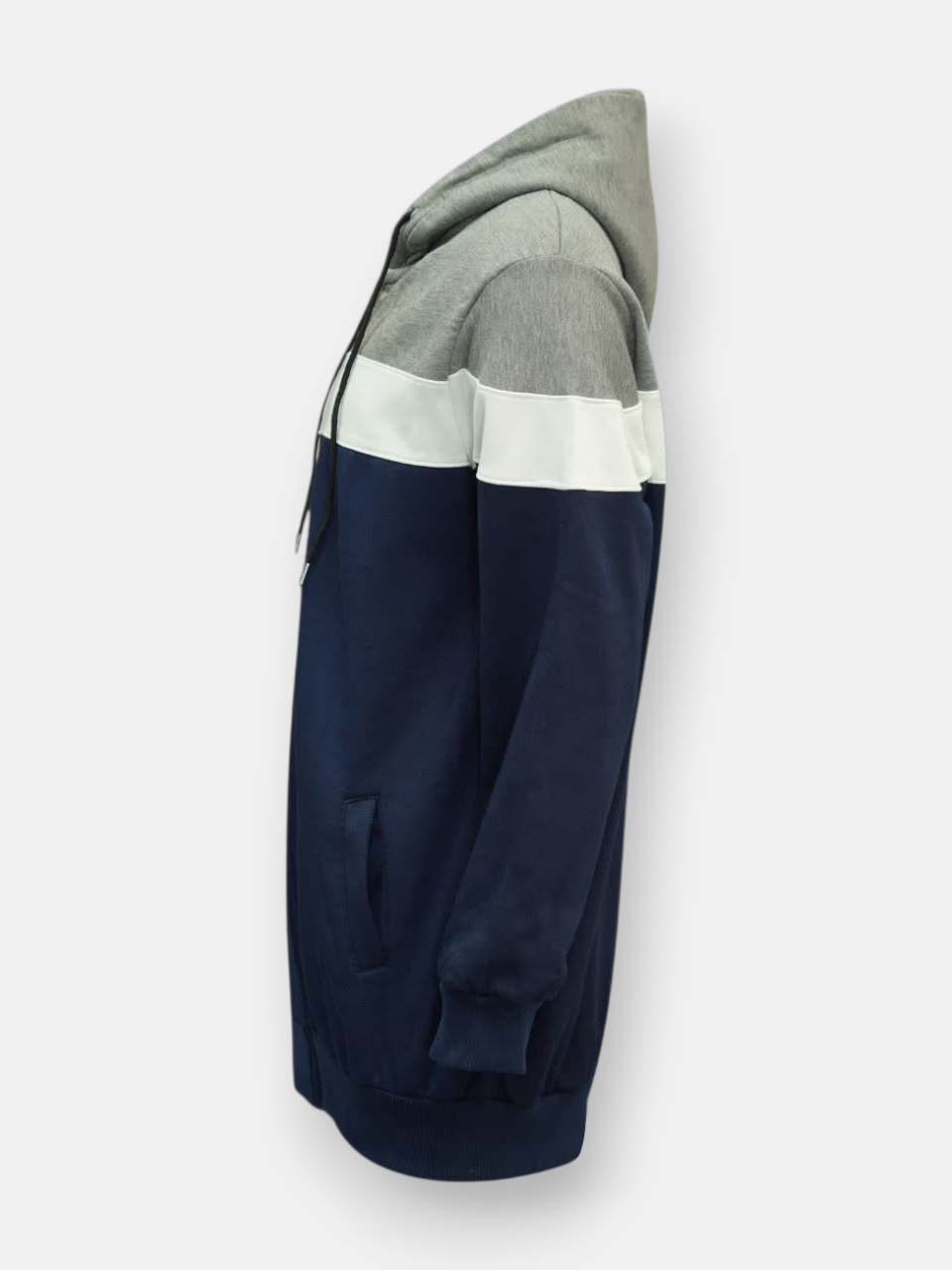 سوئیشرت مردانه کلاهدار رینگی طوسی سرمه ای AJ688 سایزXL