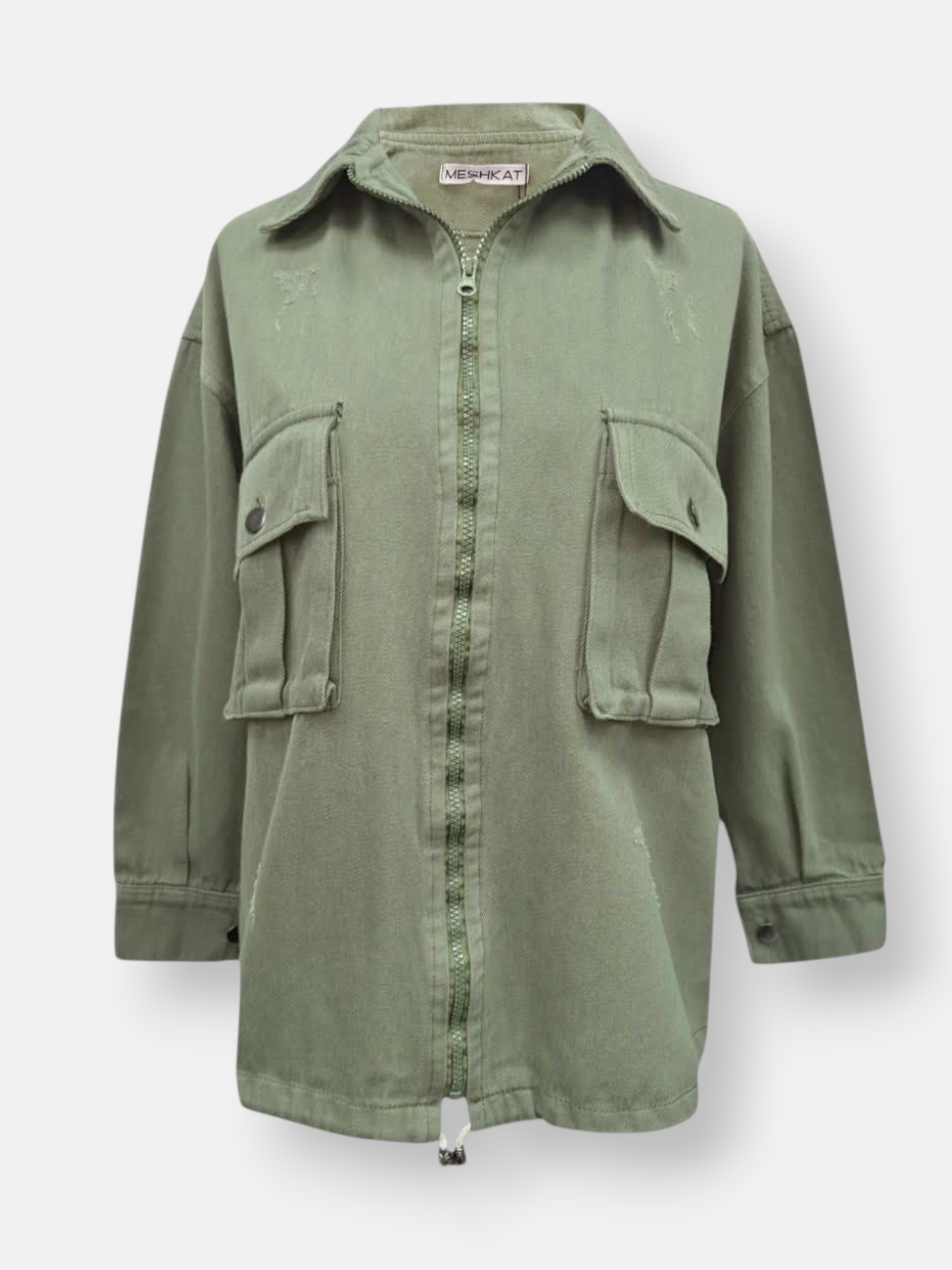 شومیز زنانه زیبدار کتان سبز AV635