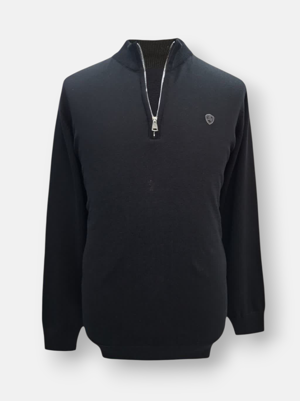 بلوز مردانه نیم زیپ بافت مشکی AJ901 سایزL