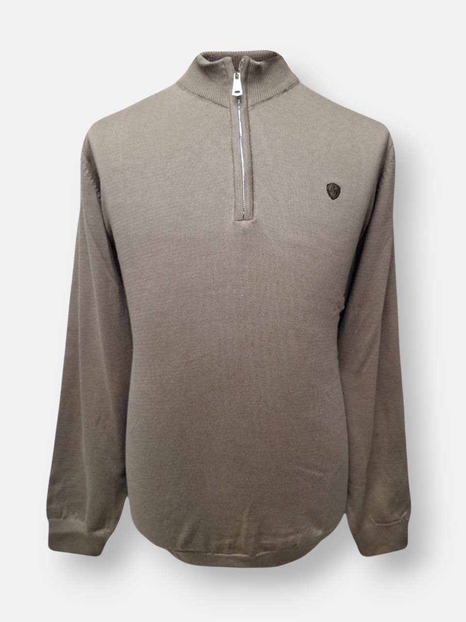 بلوز مردانه نیم زیپ بافت خاکی AJ901 سایزL