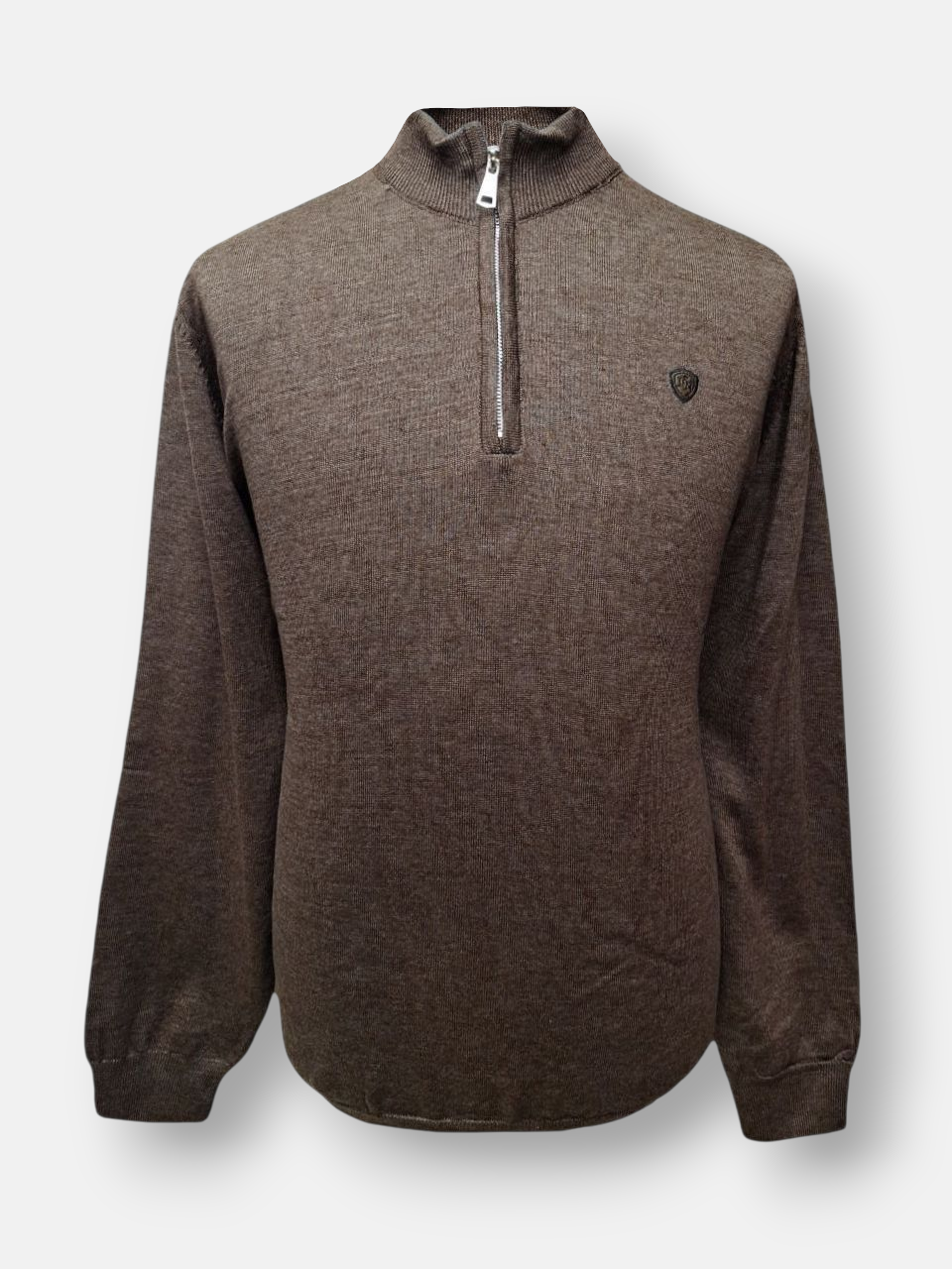 بلوز مردانه نیم زیپ بافت نسکافه ای AJ901 سایزXL