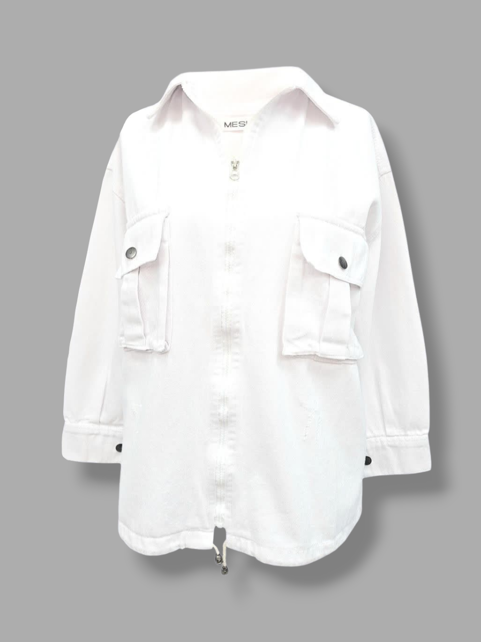 شومیز زنانه زیبدار کتان سفید AV635