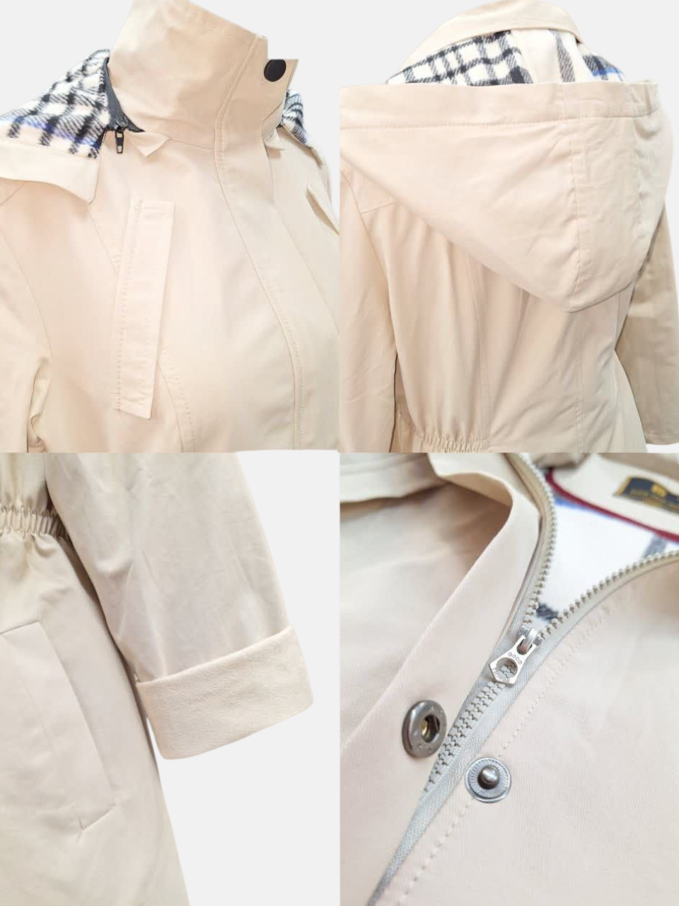 بارانی کلاهدار کتان زارا زنانه کد1600 سایز48 کرم