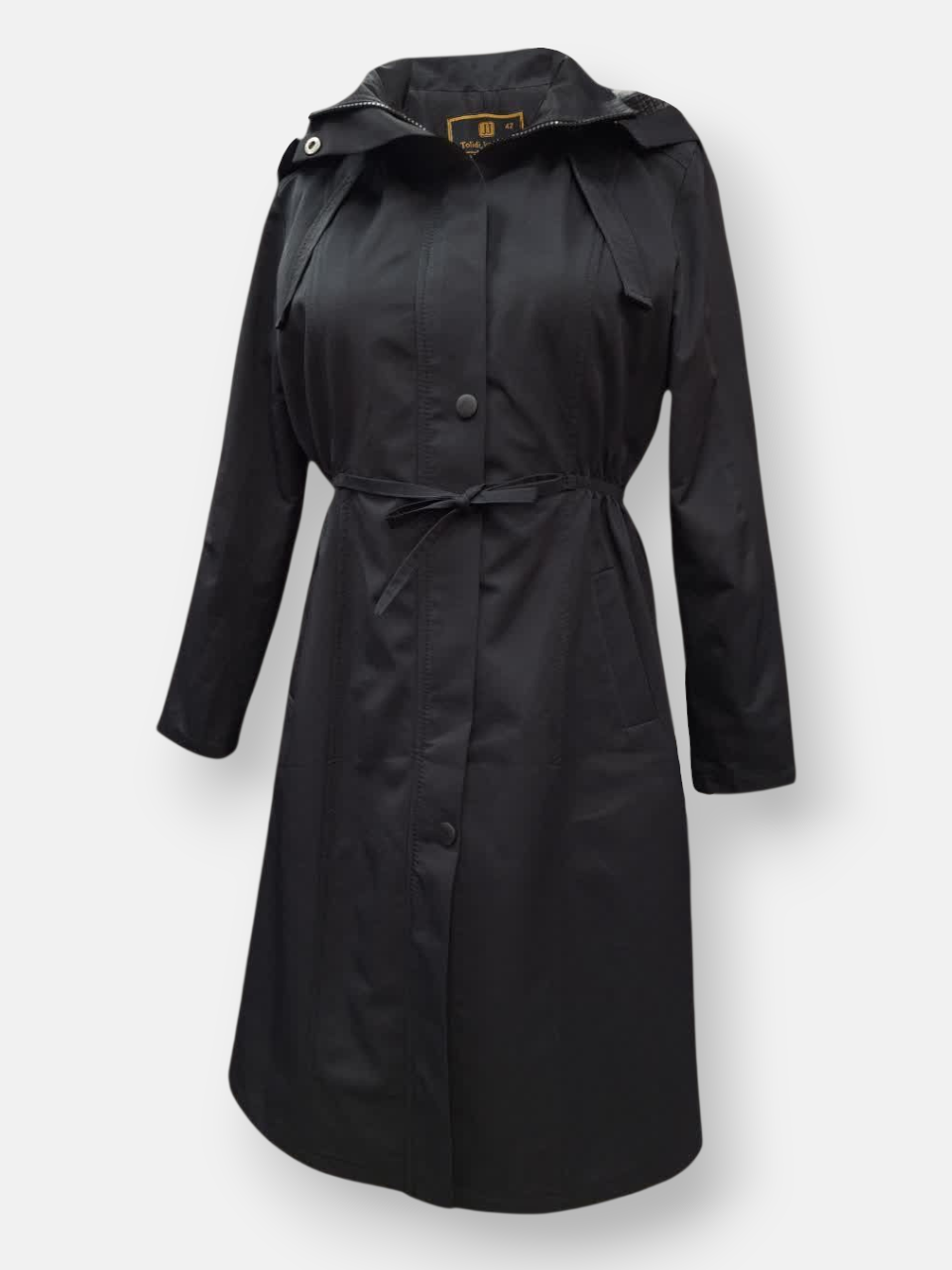 بارانی کلاهدار کتان زارا زنانه کد1600 سایز42 مشکی