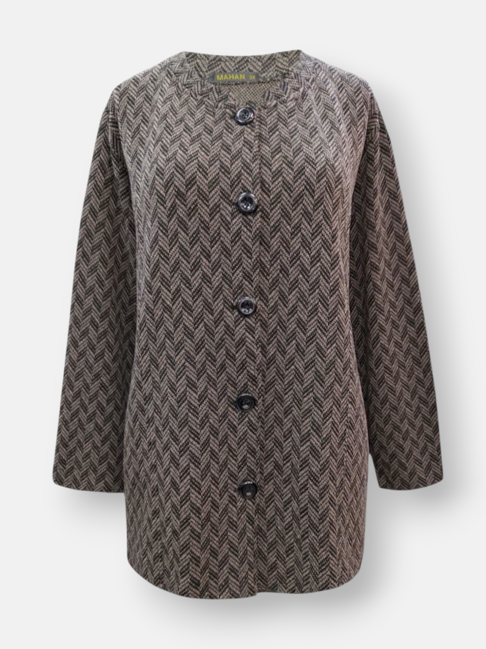 ژاکت زنانه جناقی بافت قهوه ای AV901