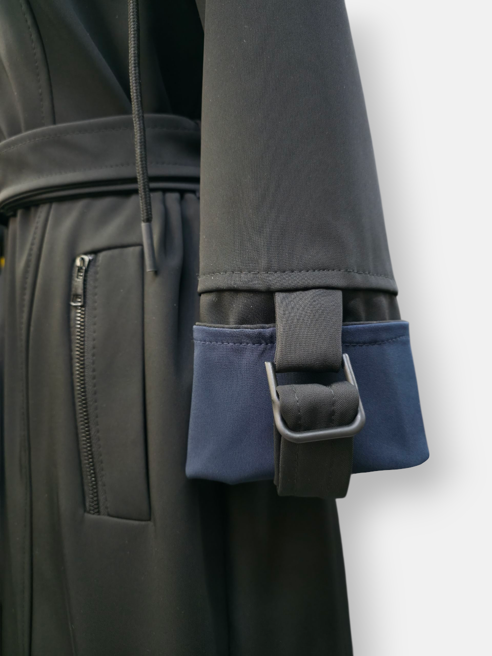 بارانی زنانه کلاهدار پشت بلدینگ مشکی سرمه ای AY سایز4