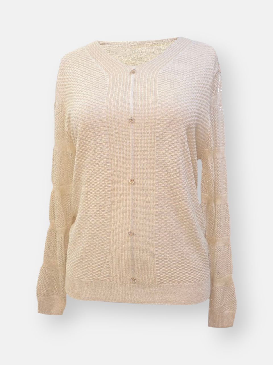 بلوز زنانه یقه هفت توری کرم DA262