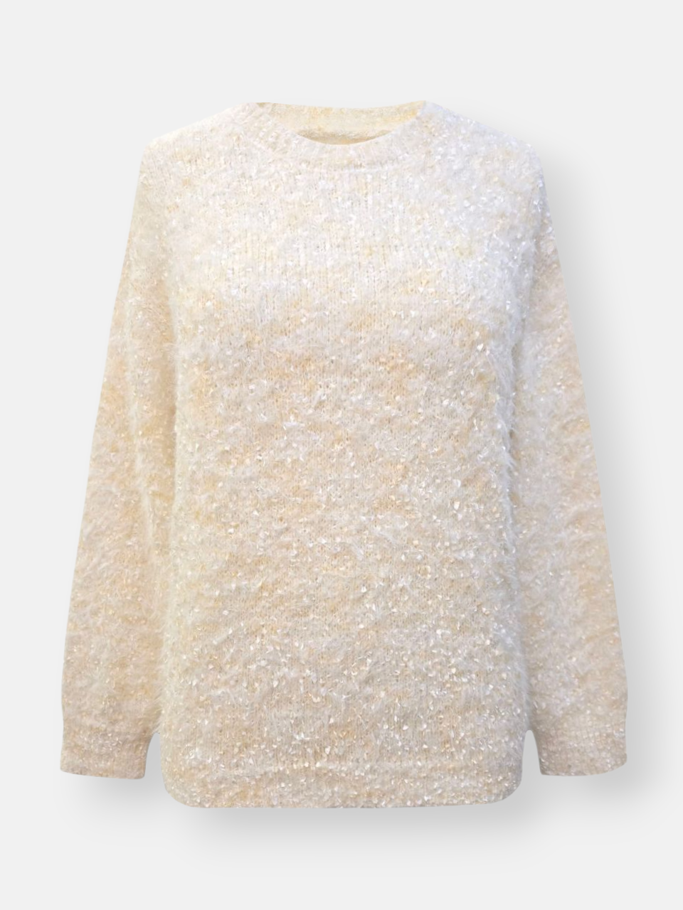 بلوز زنانه یقه گرد موهر شیری DA295