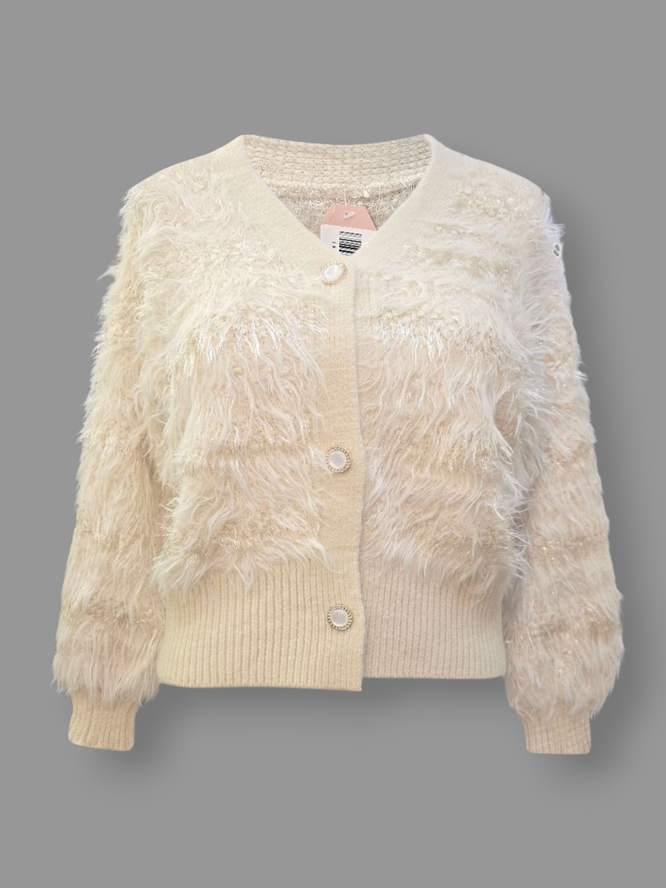 کت زنانه کوتاه دکمه دار موهر شیری DA8003