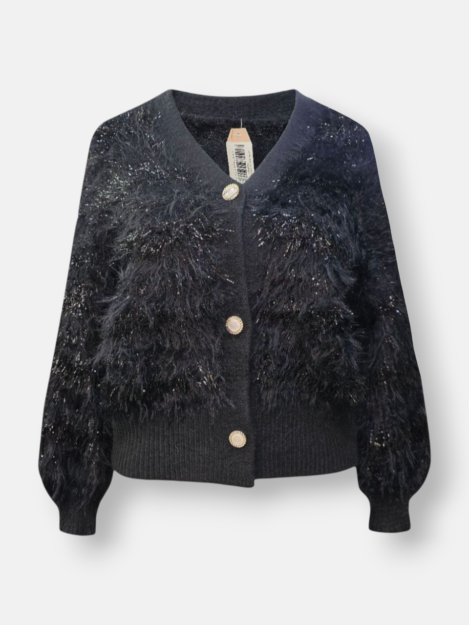 کت زنانه کوتاه دکمه دار موهر مشکی DA8003