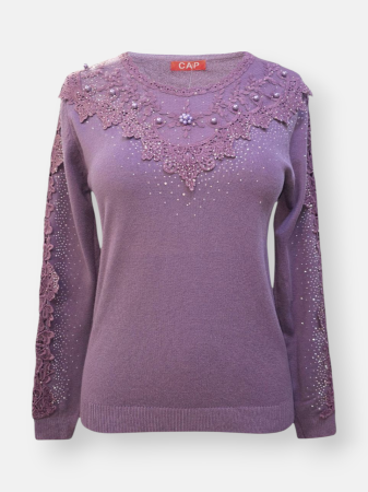 بلوز زنانه یقه گرد گپ گیپوری DA2202