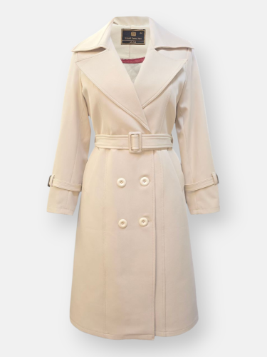 بارانی زنانه بلند یقه انگلیسی پشت شنل دار پشت بلدینگ AQ311