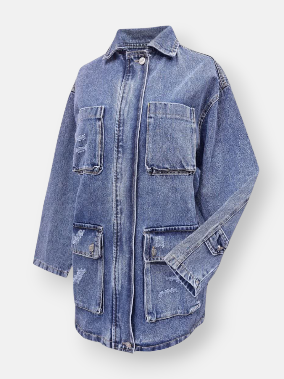 کت زنانه زیپ دار جین AM