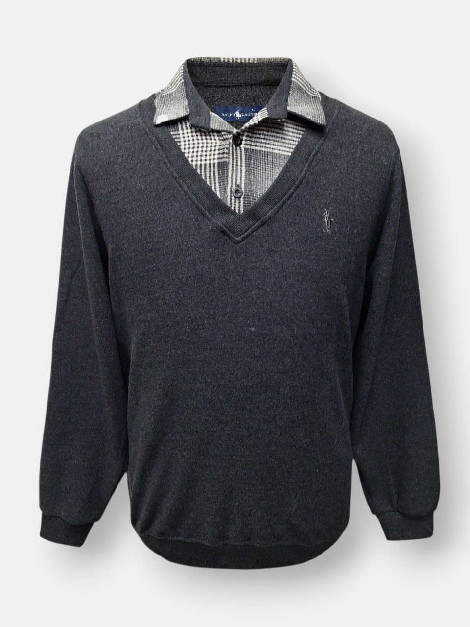 بلوز مردانه یقه دار سلانیک ذغالی AO سایز2XL