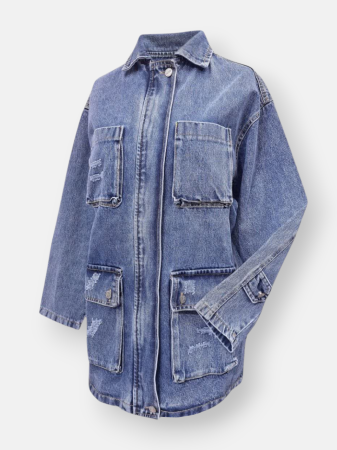 کت زنانه زیپ دار جین AM