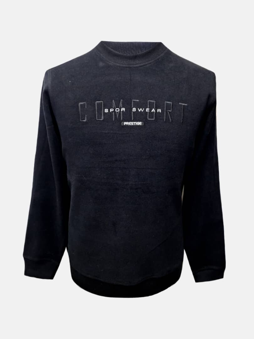 بلوز مردانه یقه گرد سلانیک گلدوزی مشکی CZ4011 سایزL