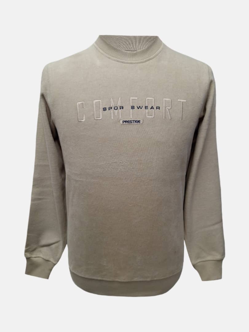 بلوز مردانه یقه گرد سلانیک گلدوزی خاکی CZ4011 سایزL