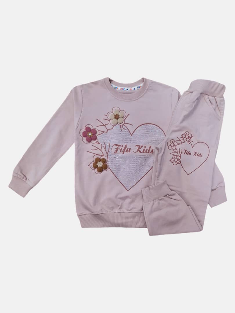 ست دخترانه بلوز شلوار صورتی CT430 سایز50