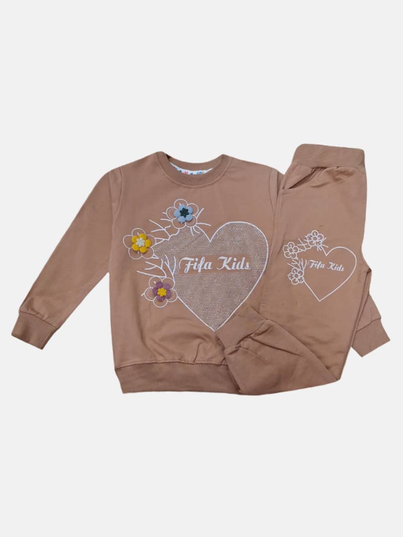 ست دخترانه بلوز شلوار نسکافه ای CT430 سایز50