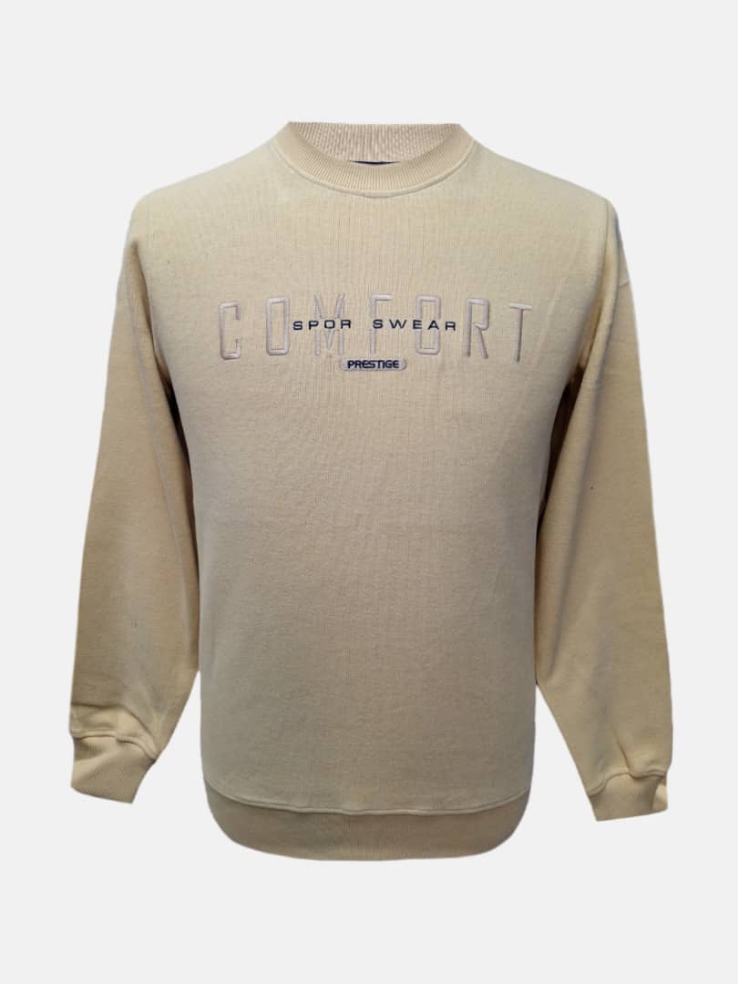 بلوز مردانه یقه گرد سلانیک گلدوزی کرم CZ4011 سایزL