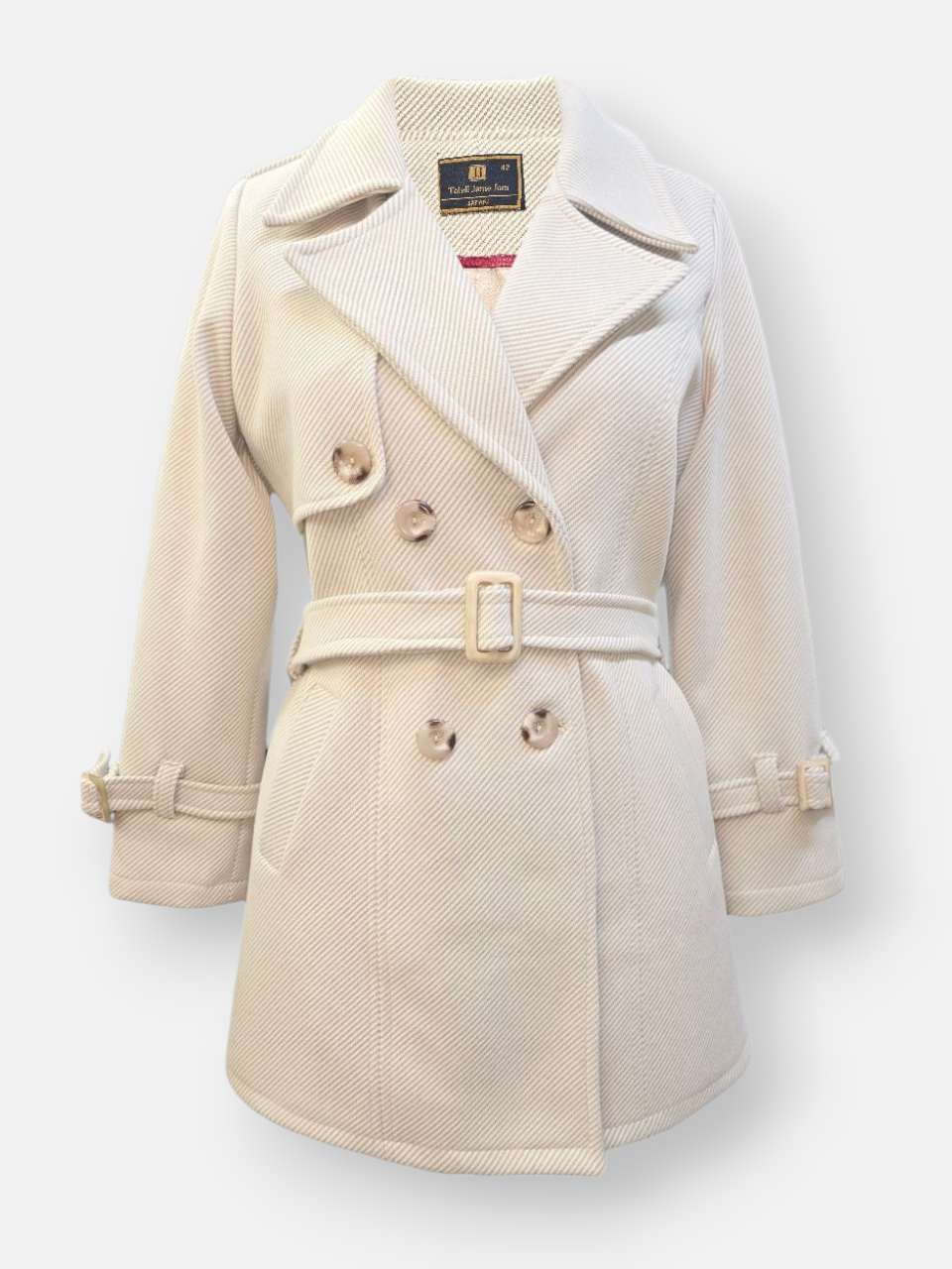 پالتو زنانه شش دکمه فوتر کجراه استخوانی AQ سایز42