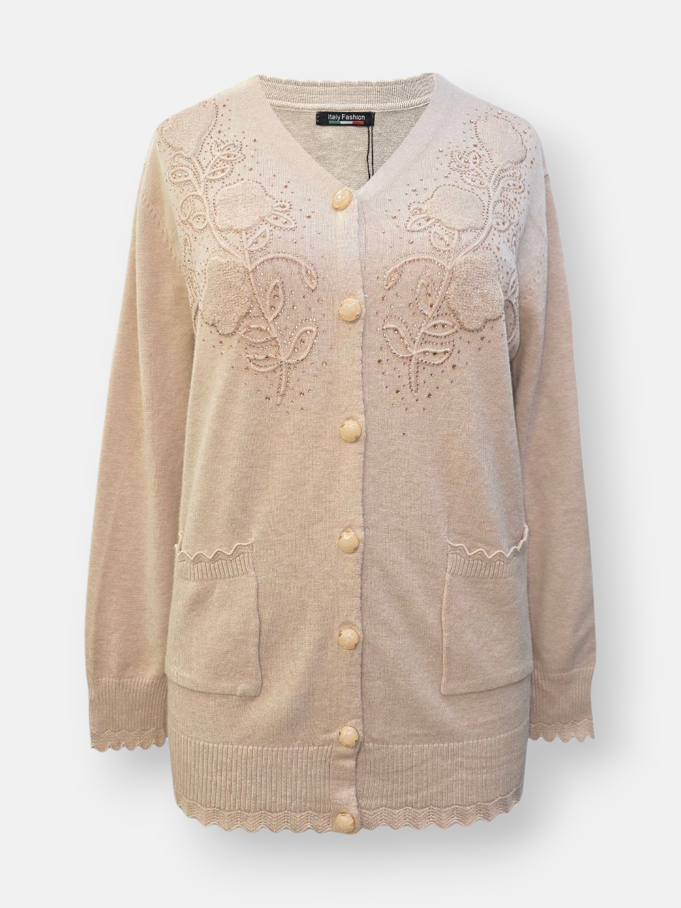 ژاکت زنانه گپ دوجیب دکمه دار کرم DA5298