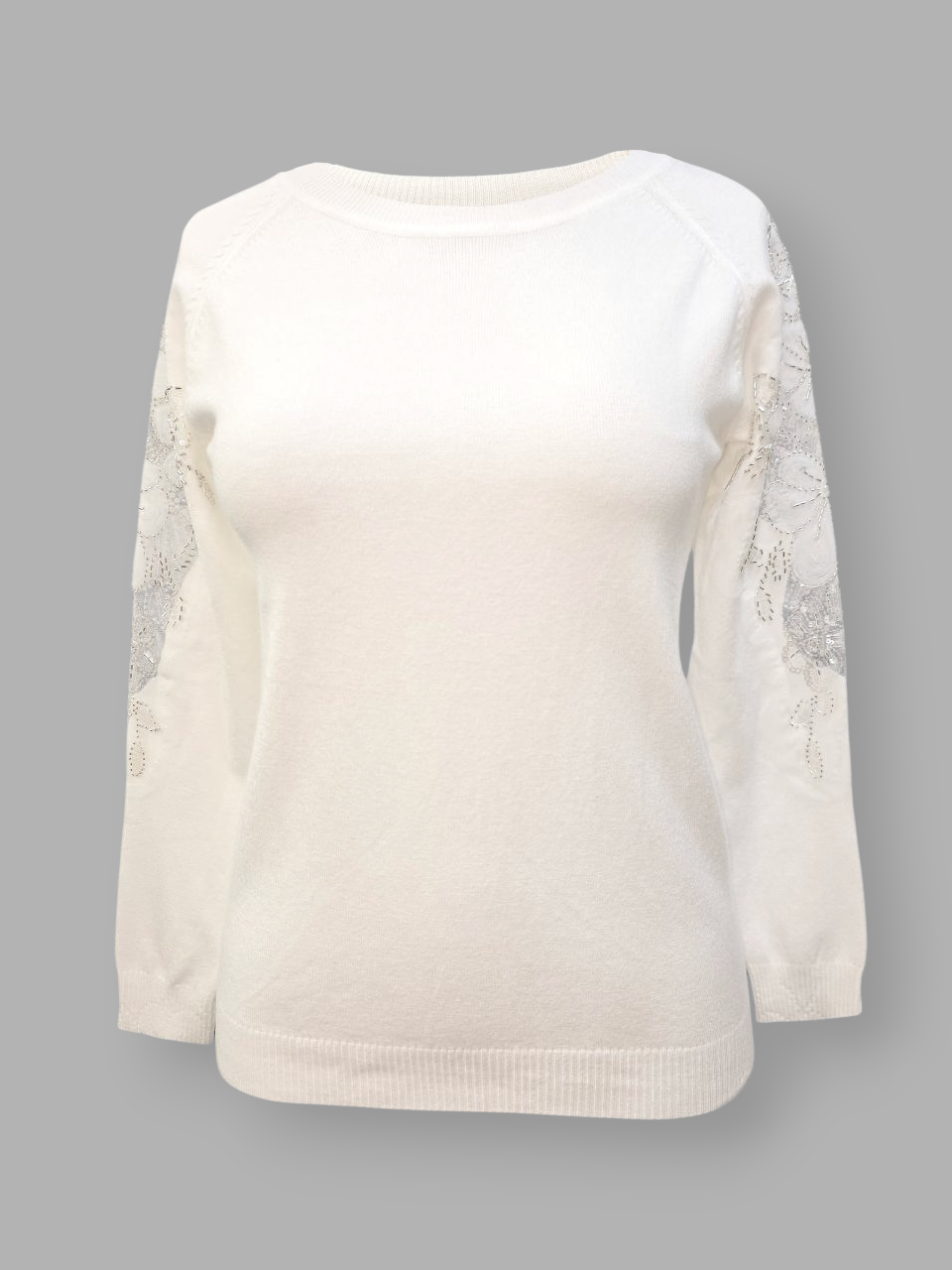 بلوز زنانه یقه گرد توری سفید DA2211