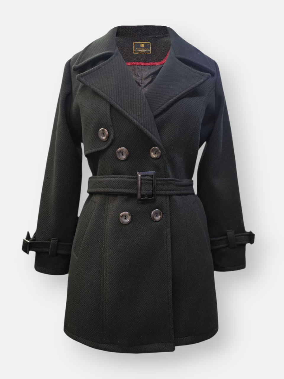 پالتو زنانه شش دکمه فوتر کجراه مشکی AQ سایز42