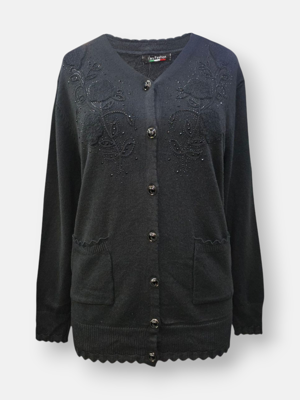 ژاکت زنانه گپ دوجیب دکمه دار مشکی DA5298