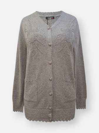 ژاکت زنانه یقه هفت دکمه دار نگین دار DA5289