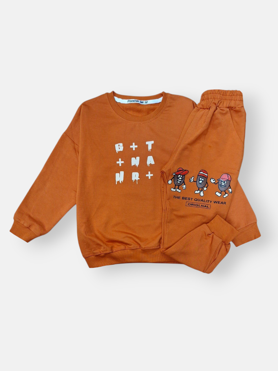 ست بچگانه اسپرت بلوز شلوار چاپی نارنجی CT3 سایز50