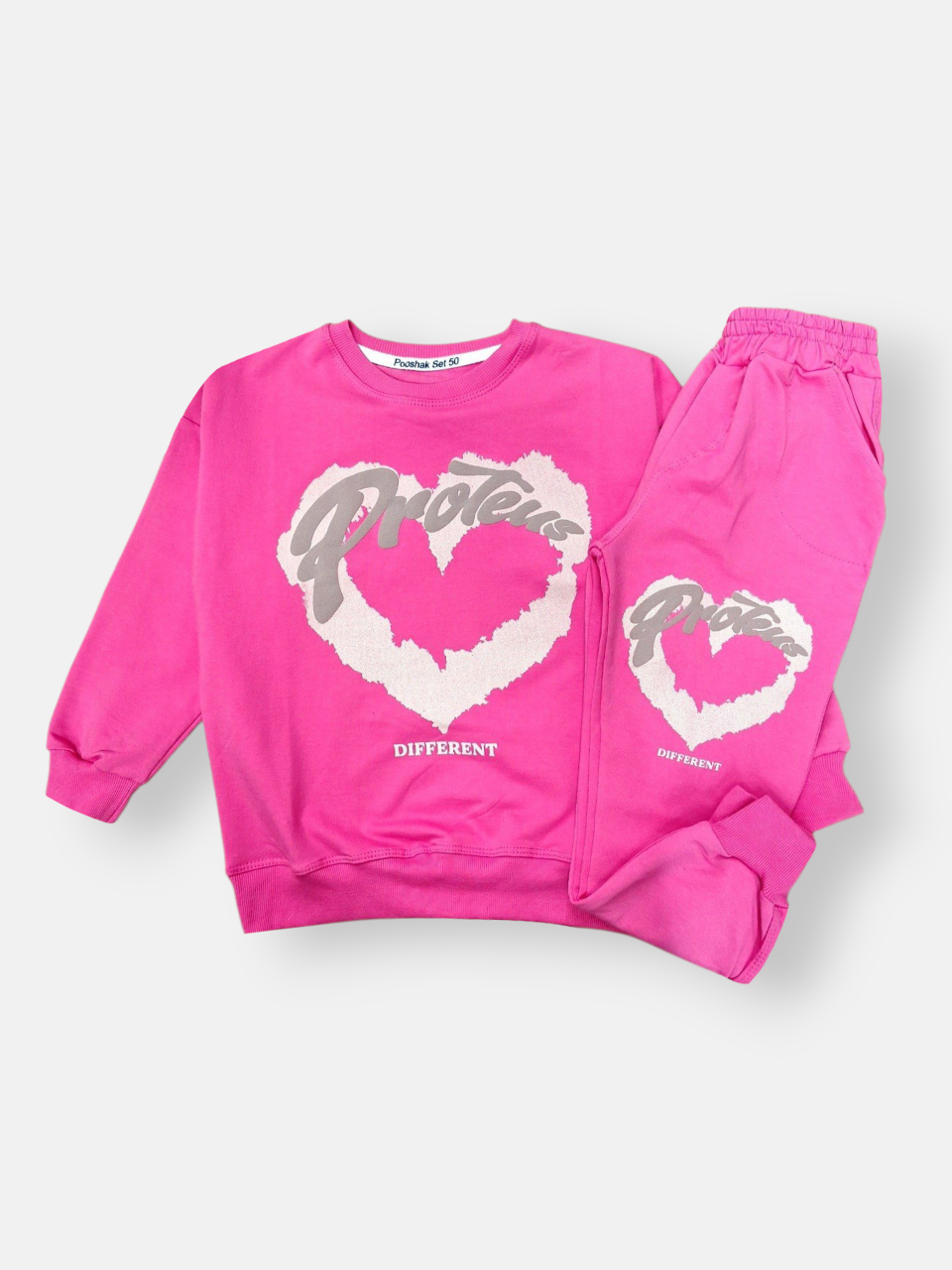 ست دخترانه بلوز شلوار صورتی CT2 سایز50