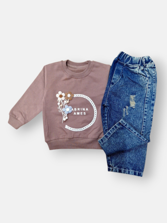 ست دخترانه بلوز شلوار دورس مرواریدی CT