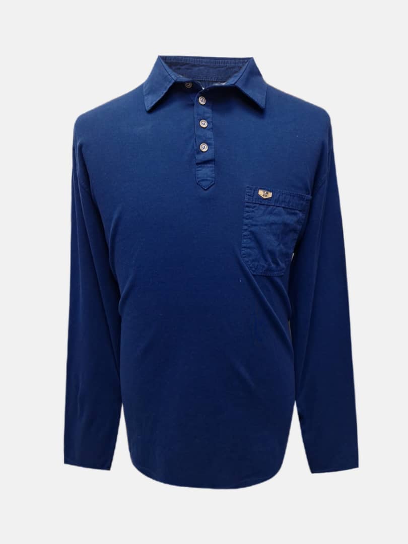 بلوز مردانه یقه دار خامشور سرمه ای BH سایز3XL