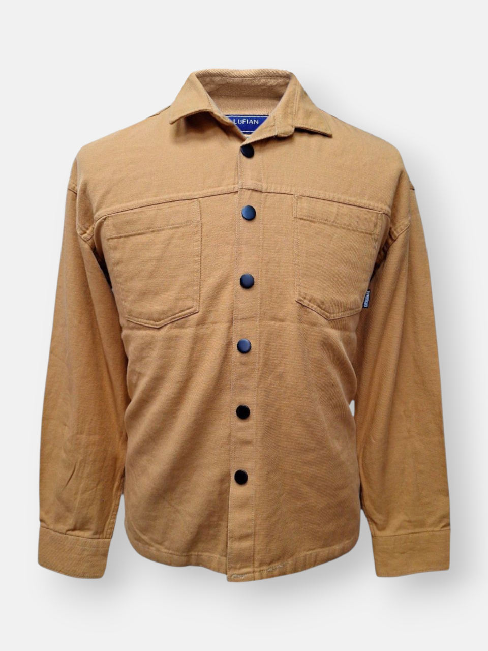 پیراهن مردانه باکسی دوجیب کتان خاکی AJ775 سایزM