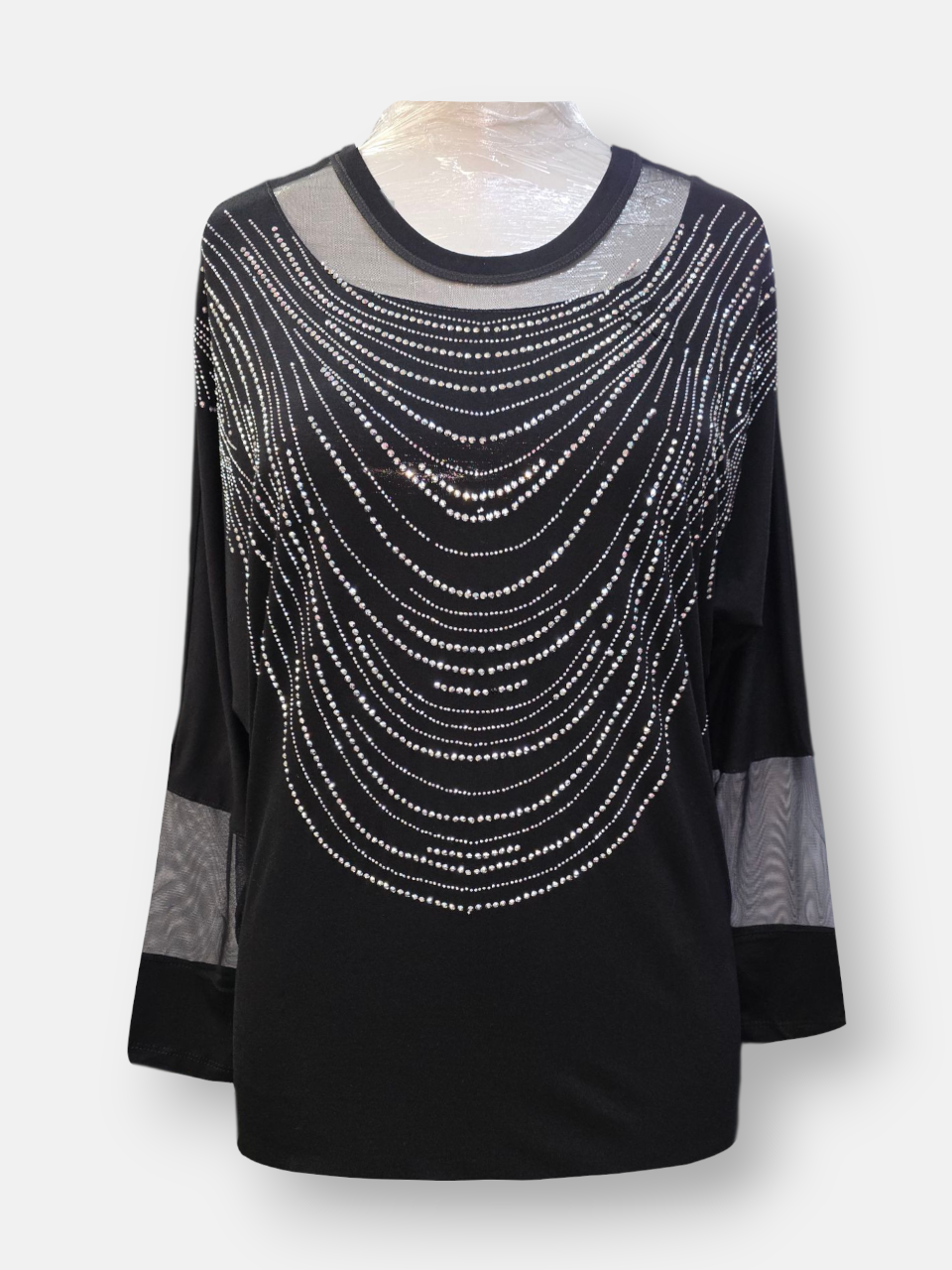 تونیک زنانه آستین بلند پشت گیپور نگین دار AV760