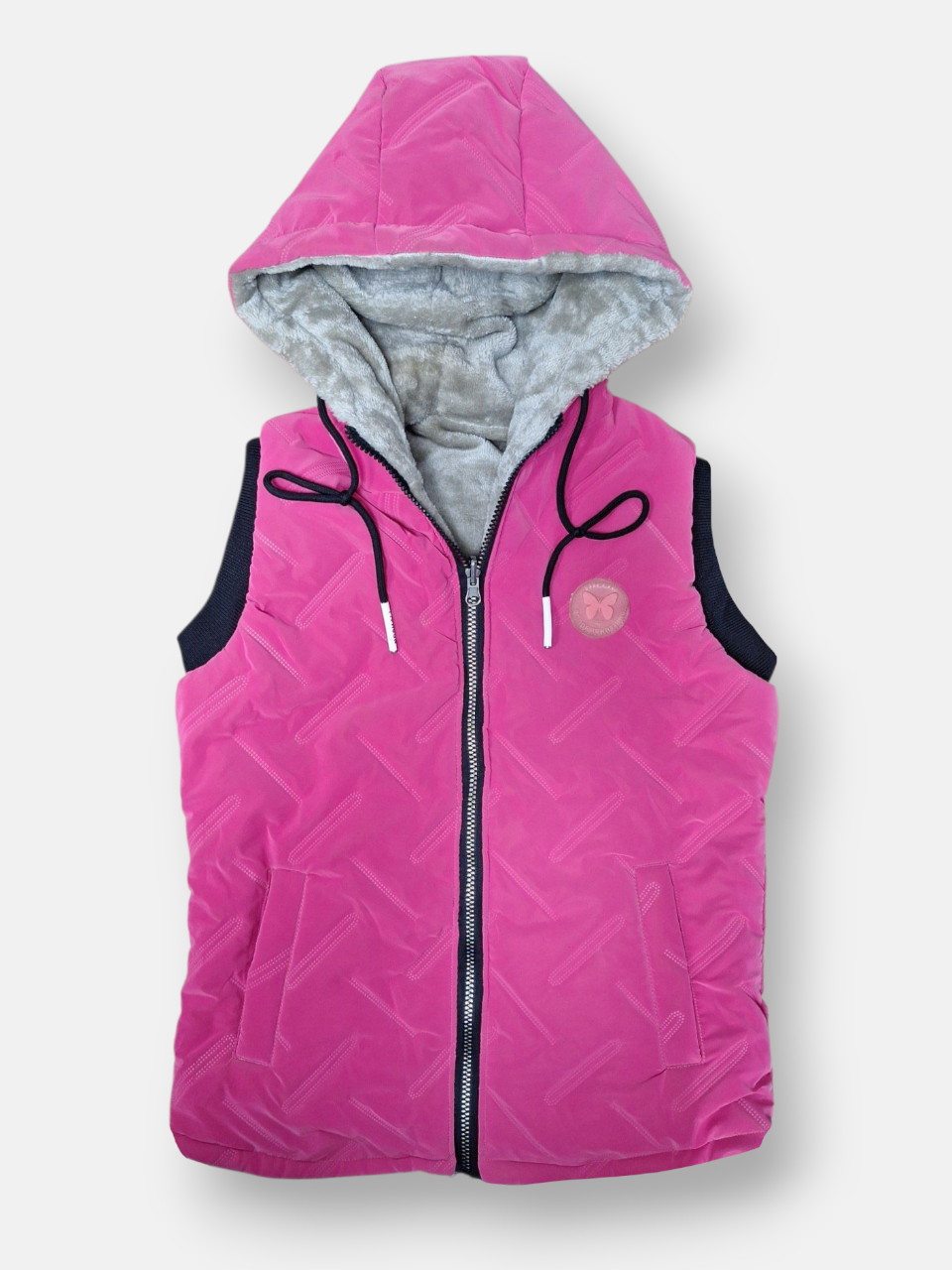 پافر بچگانه دورو خزدار کلاهدار صورتی CT سایزS