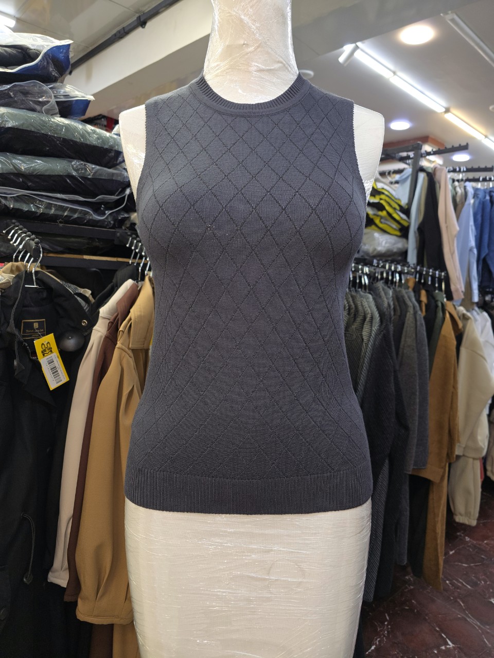 تاپ زنانه آستین حلقه گپ طوسی AV1289