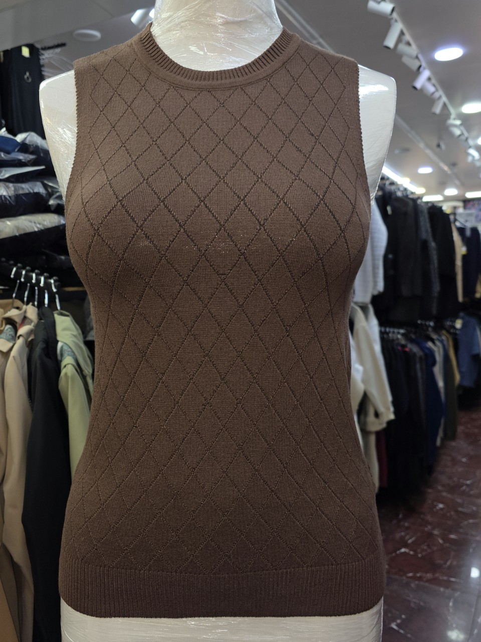 تاپ زنانه آستین حلقه گپ قهوه ای AV1289