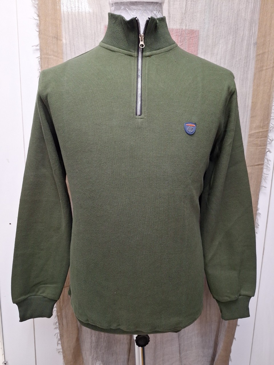 بلوز مردانه نیم زیپ سلانیک یشمی AG754 سایز2XL