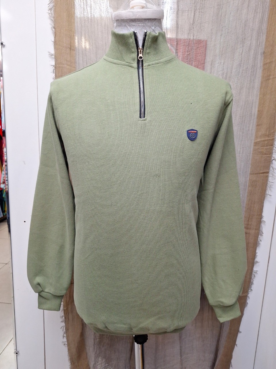 بلوز مردانه نیم زیپ سلانیک سبز AG754 سایز2XL