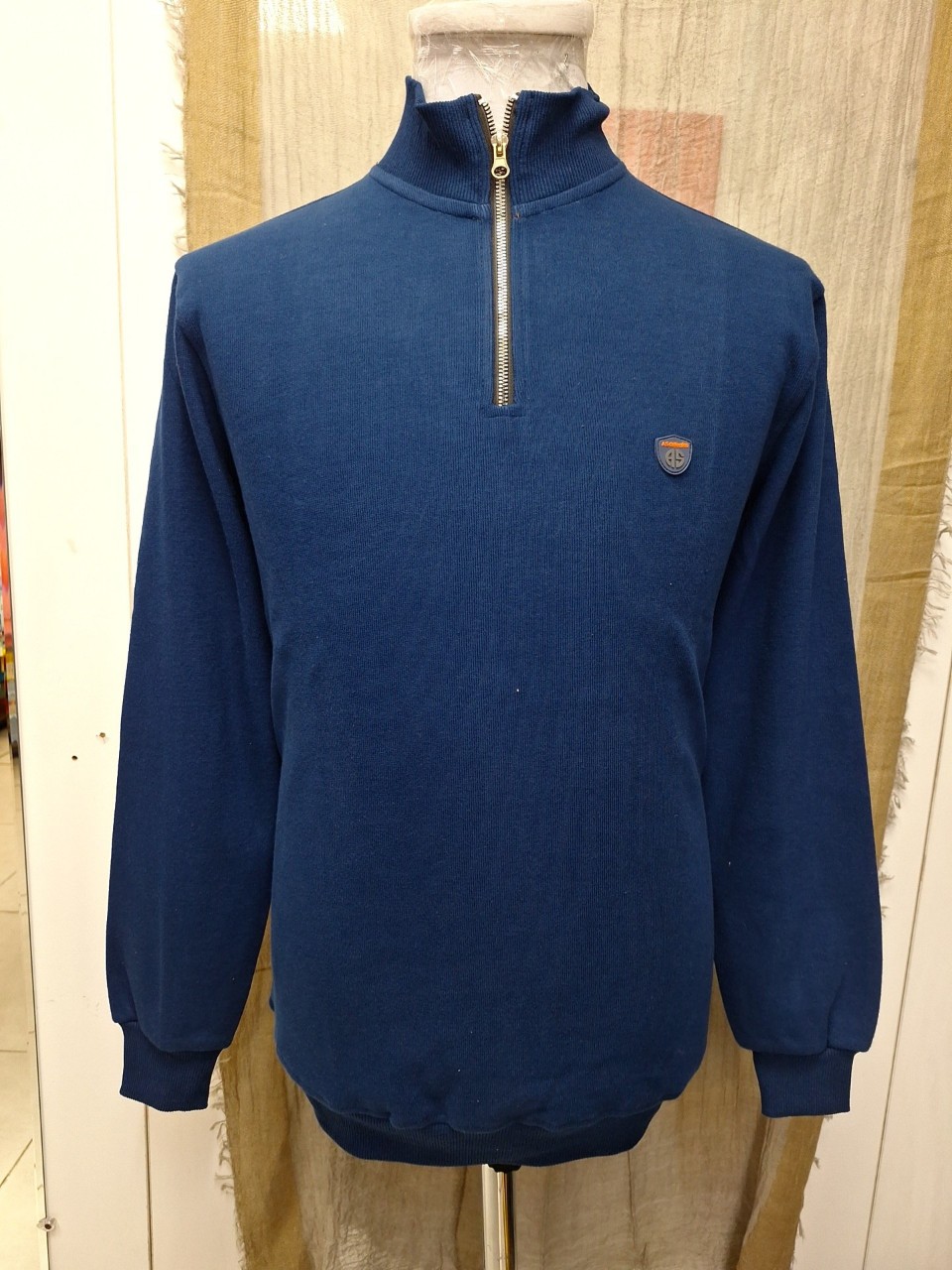 بلوز مردانه نیم زیپ سلانیک سرمه ای AG754 سایز2XL