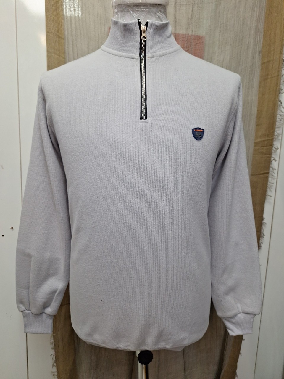 بلوز مردانه نیم زیپ سلانیک طوسی AG754 سایز2XL