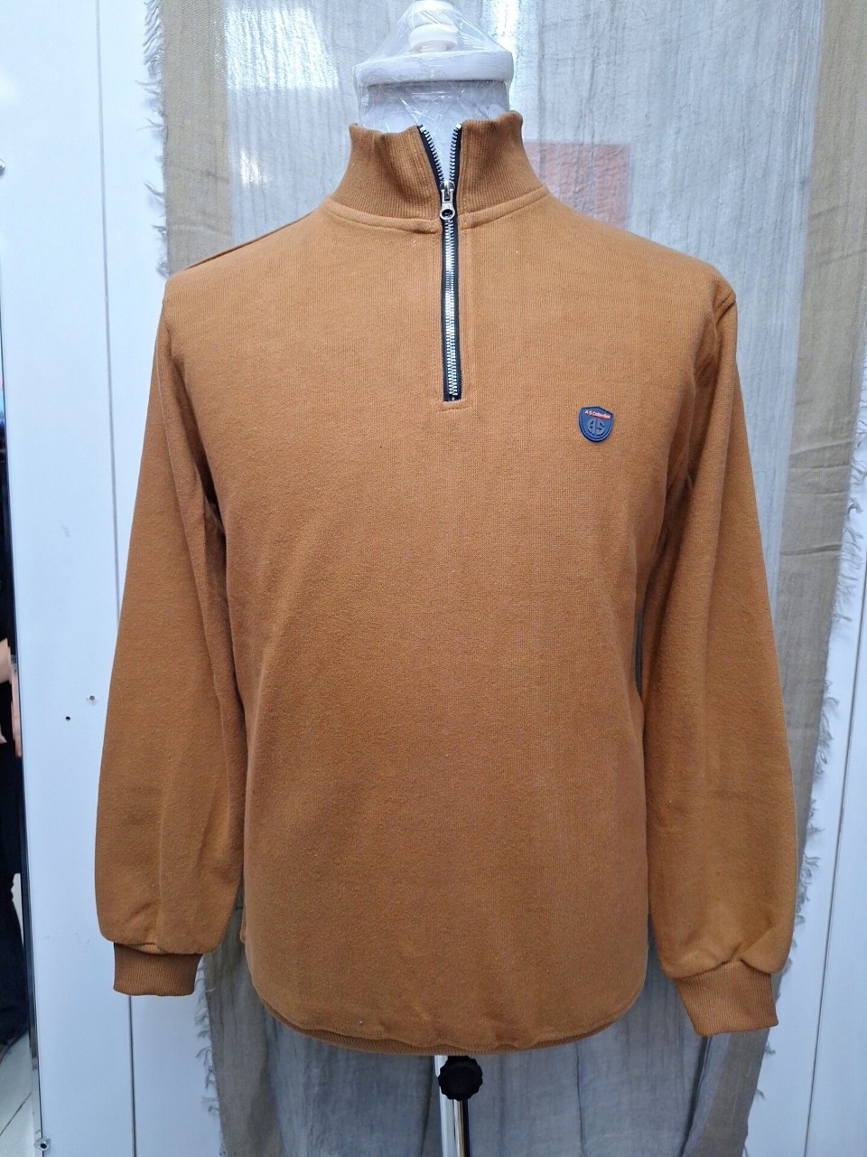 بلوز مردانه نیم زیپ سلانیک قهوه ای AG754 سایز2XL