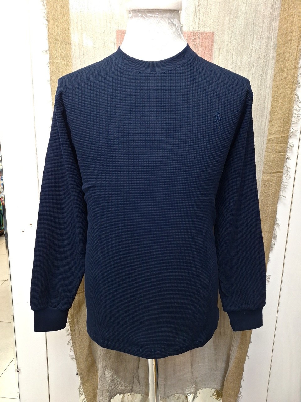 بلوز مردانه یقه گرد بیسکوئیتی سرمه ای CQ سایزXL